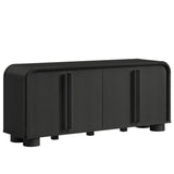 Bamboo Curved 4-Door Sideboard Cabinet in Black Oak