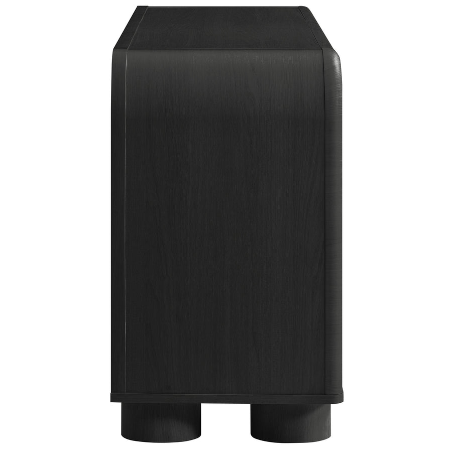 Bamboo Curved 4-Door Sideboard Cabinet in Black Oak