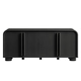 Bamboo Curved 4-Door Sideboard Cabinet in Black Oak