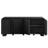 Bamboo Curved 4-Door Sideboard Cabinet in Black Oak
