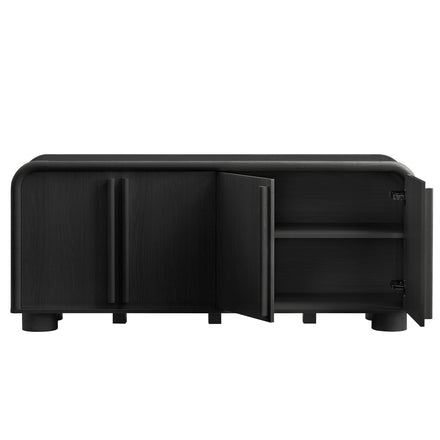 Bellamy Curved 4-Door Sideboard Cabinet in Black Oak