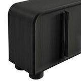 Bamboo Curved 4-Door Sideboard Cabinet in Black Oak