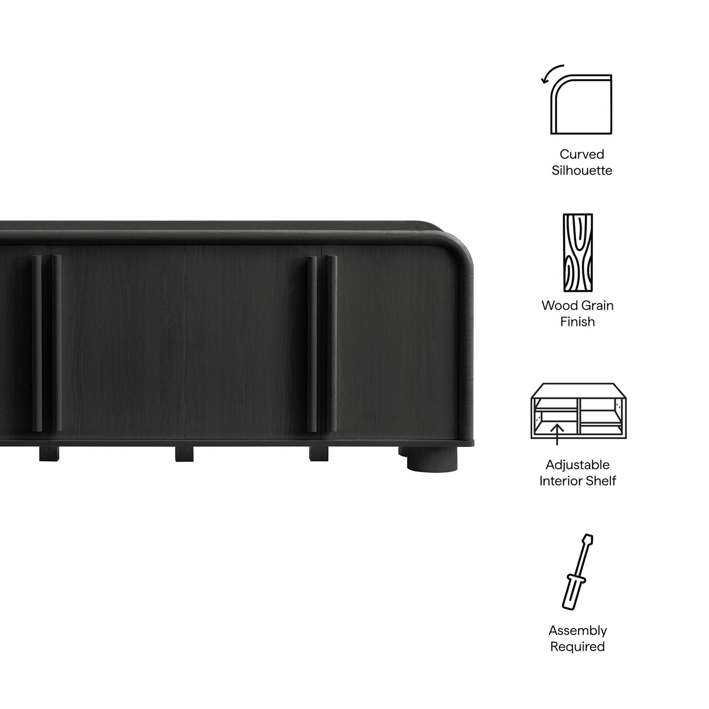 Bellamy Curved 4-Door Sideboard Cabinet by Furniture for America