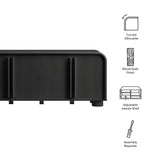 Bamboo Curved 4-Door Sideboard Cabinet in Black Oak
