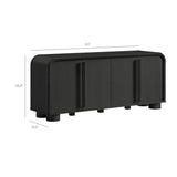 Bamboo Curved 4-Door Sideboard Cabinet in Black Oak