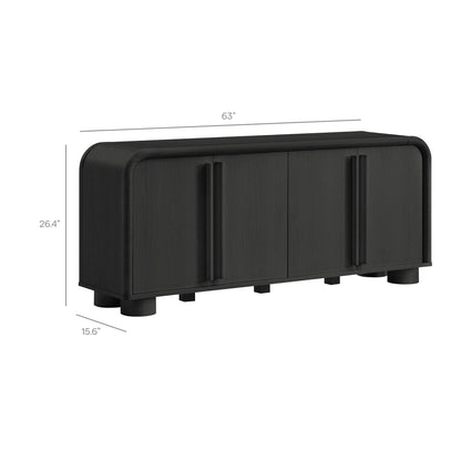 Bellamy Curved 4-Door Sideboard Cabinet by Furniture for America