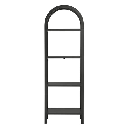 Vexley 72 Inch Tall Narrow Arched Bookshelf in Black