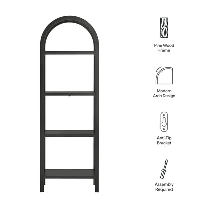 Vexley 72 Inch Tall Narrow Arched Bookshelf by Furniture For America