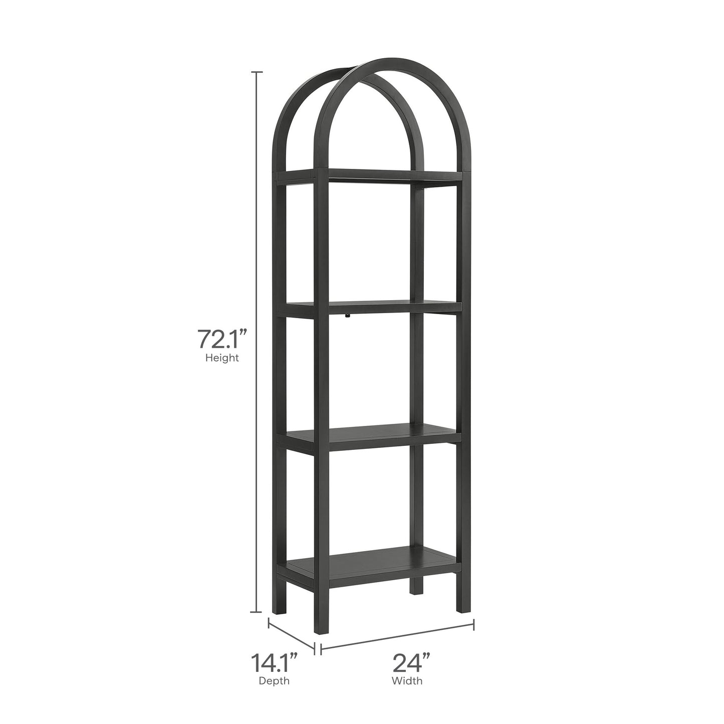 Vexley 72 Inch Tall Narrow Arched Bookshelf by Furniture For America