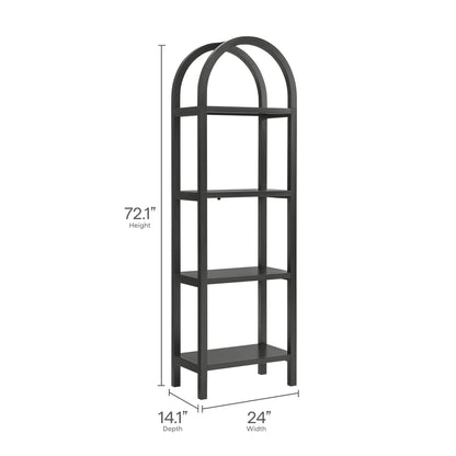 Vexley 72 Inch Tall Narrow Arched Bookshelf by Furniture For America