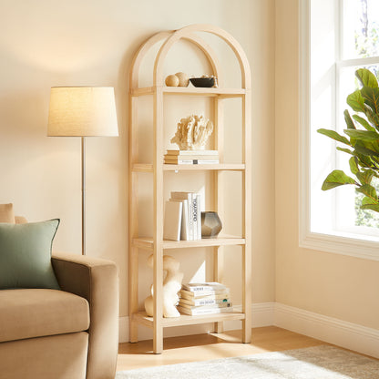 Vexley 72 Inch Tall Narrow Arched Bookshelf by Furniture For America