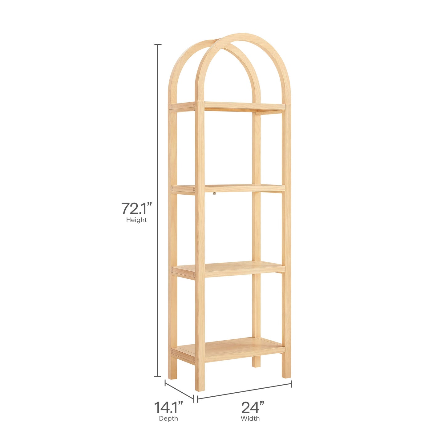 Vexley 72 Inch Tall Narrow Arched Bookshelf by Furniture For America