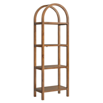 Vexley 72 Inch Tall Narrow Arched Bookshelf in Walnut