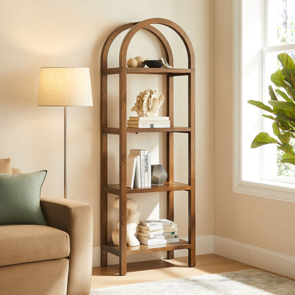 Vexley 72 Inch Tall Narrow Arched Bookshelf by Furniture For America