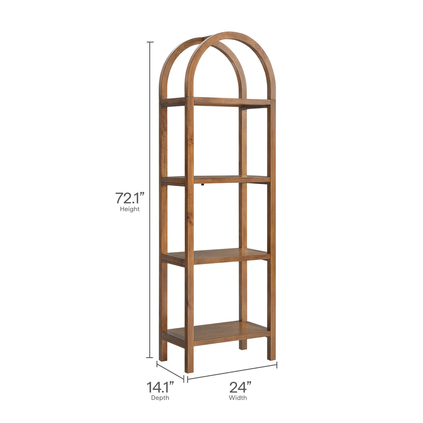Vexley 72 Inch Tall Narrow Arched Bookshelf by Furniture For America