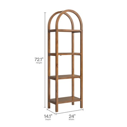 Vexley 72 Inch Tall Narrow Arched Bookshelf by Furniture For America