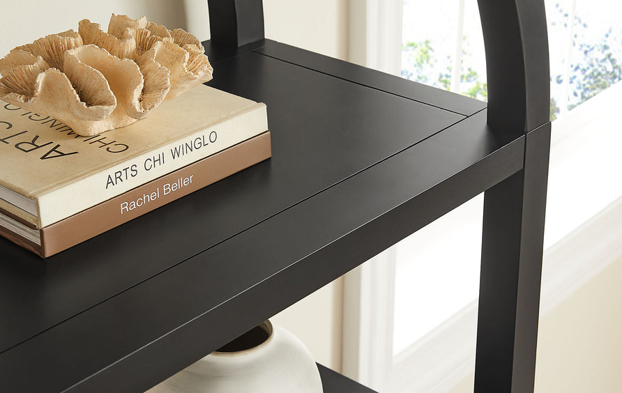 Sercial 60 Inch Arched Bookshelf in Black