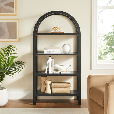 Vexley 60 Inch Arched Bookshelf in Black