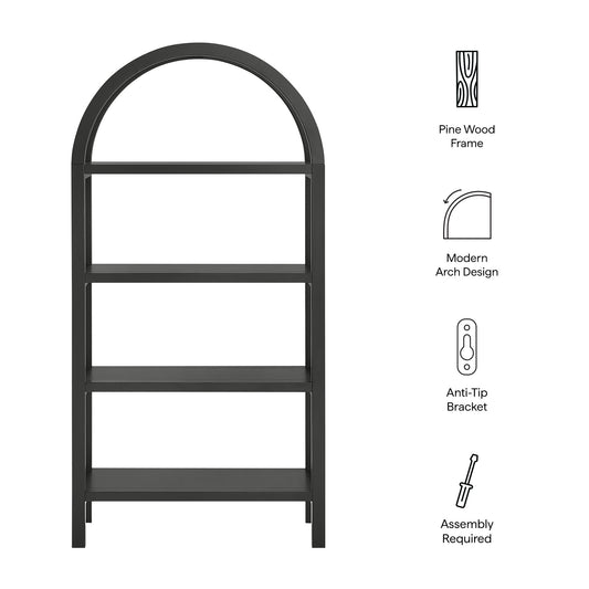 Vexley 60 Inch Arched Bookshelf by Furniture For America