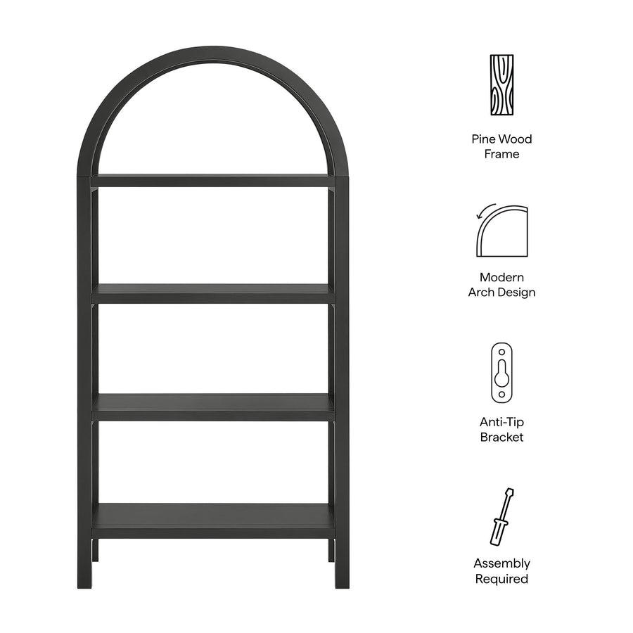 Sercial 60 Inch Arched Bookshelf in Black