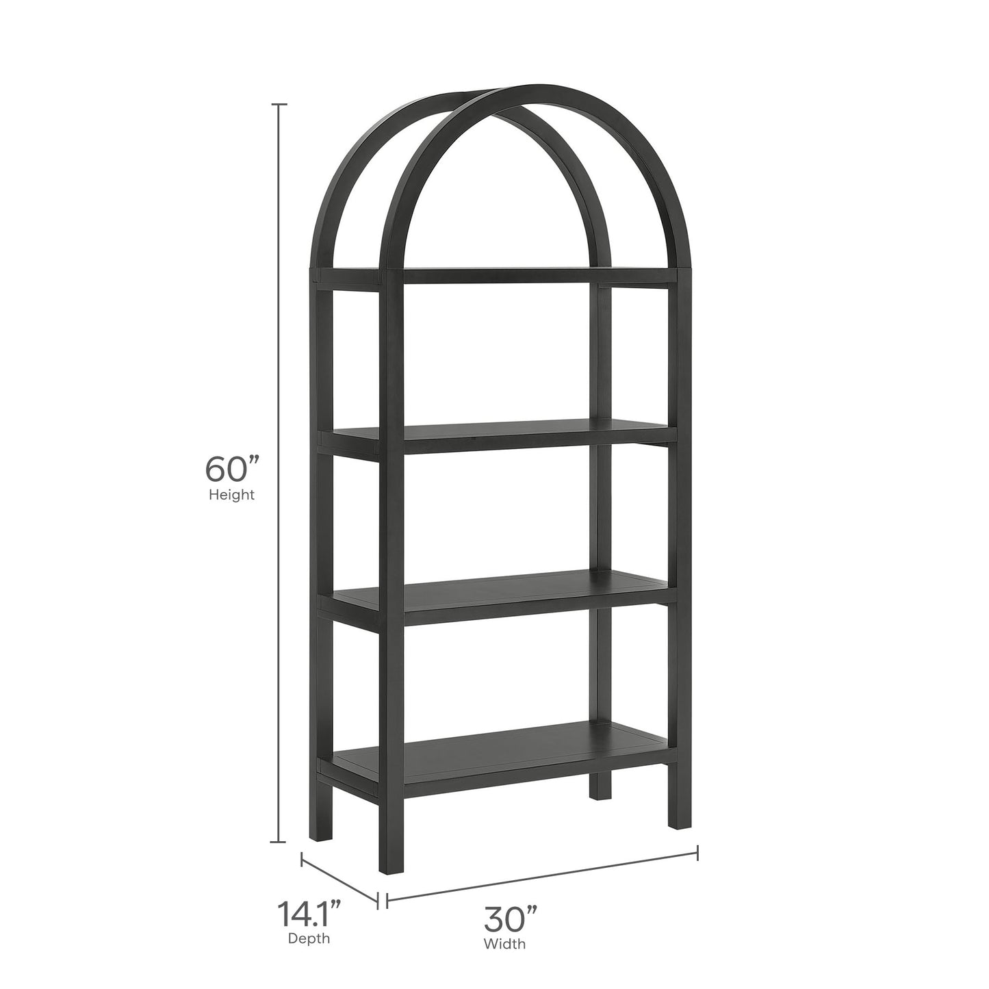 Vexley 60 Inch Arched Bookshelf by Furniture For America
