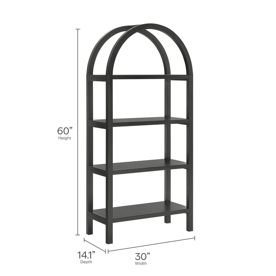 Sercial 60 Inch Arched Bookshelf in Black