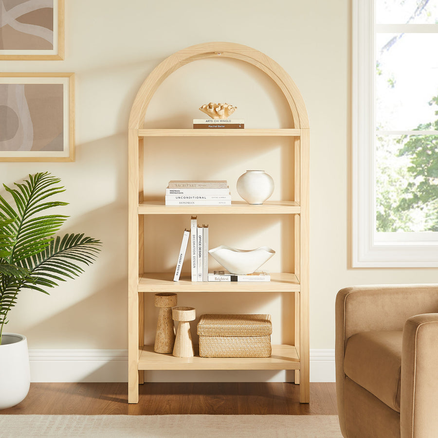 Sercial 60 Inch Arched Bookshelf in Natural