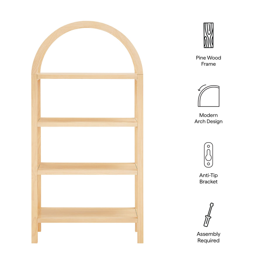 Sercial 60 Inch Arched Bookshelf in Natural