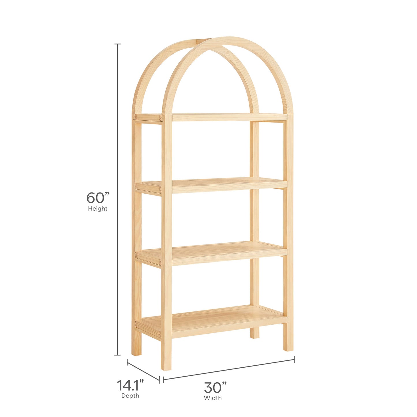 Vexley 60 Inch Arched Bookshelf by Furniture For America