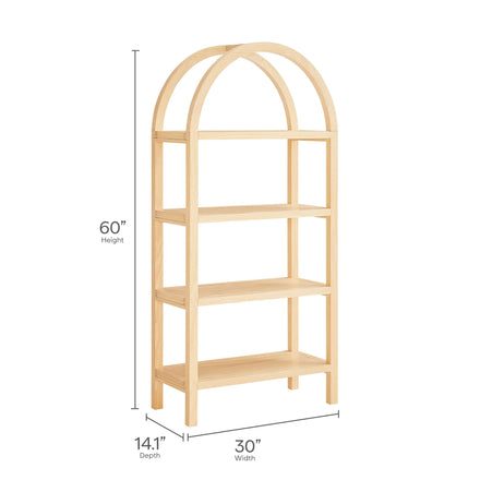 Vexley 60 Inch Arched Bookshelf in Natural