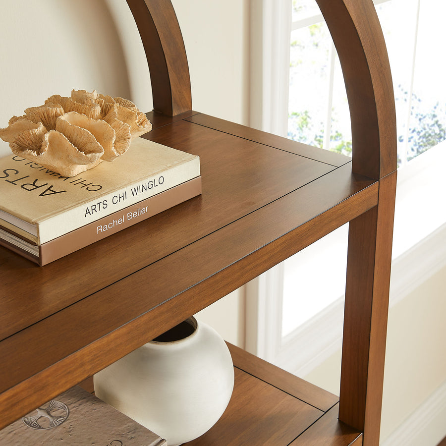 Sercial 60 Inch Arched Bookshelf in Walnut