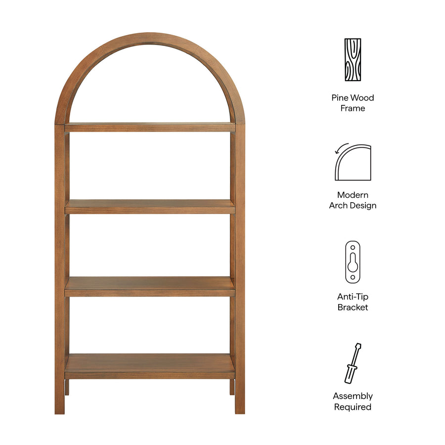 Sercial 60 Inch Arched Bookshelf in Walnut