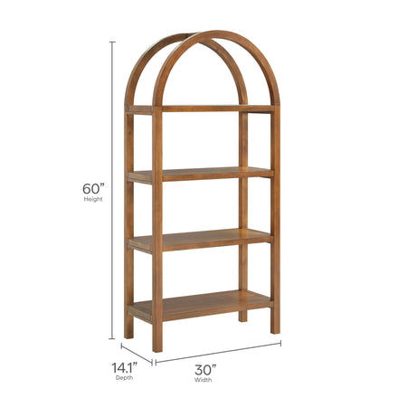 Vexley 60 Inch Arched Bookshelf in Walnut