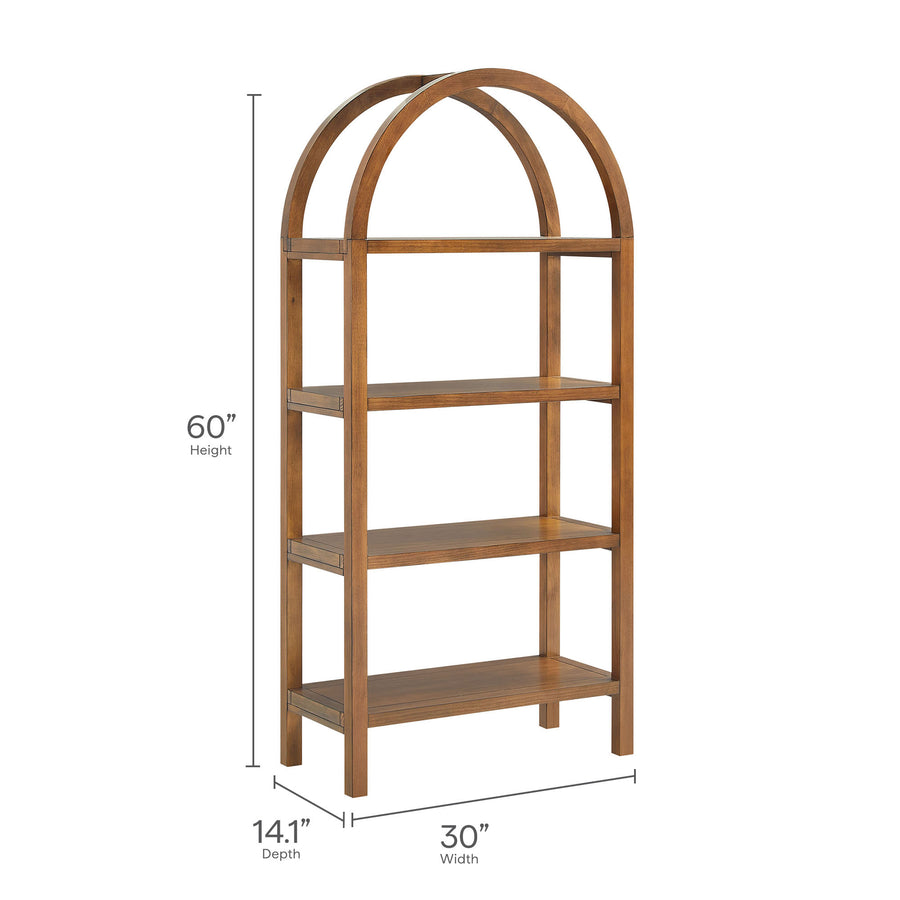Sercial 60 Inch Arched Bookshelf in Walnut