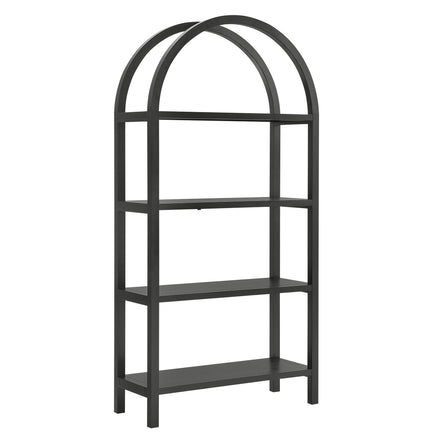 Vexley 72 Inch Large Arched Bookshelf in Black