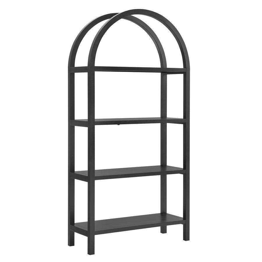 Sercial 72 Inch Large Arched Bookshelf in Black
