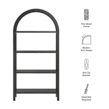 Sercial 72 Inch Large Arched Bookshelf in Black
