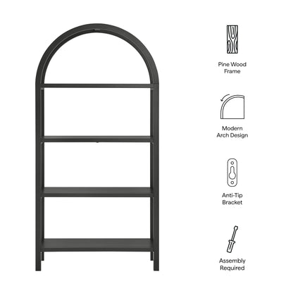Vexley 72 Inch Large Arched Bookshelf by Furniture For America