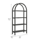 Sercial 72 Inch Large Arched Bookshelf in Black