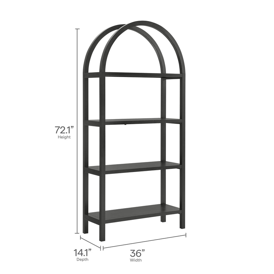 Sercial 72 Inch Large Arched Bookshelf in Black