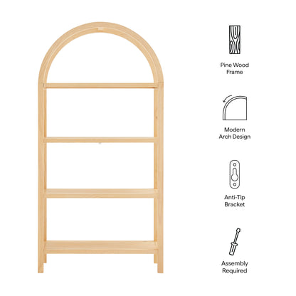 Vexley 72 Inch Large Arched Bookshelf by Furniture For America