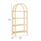 Sercial 72 Inch Large Arched Bookshelf in Natural