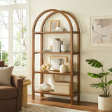 Sercial 72 Inch Large Arched Bookshelf in Walnut