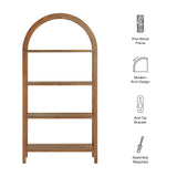 Sercial 72 Inch Large Arched Bookshelf in Walnut