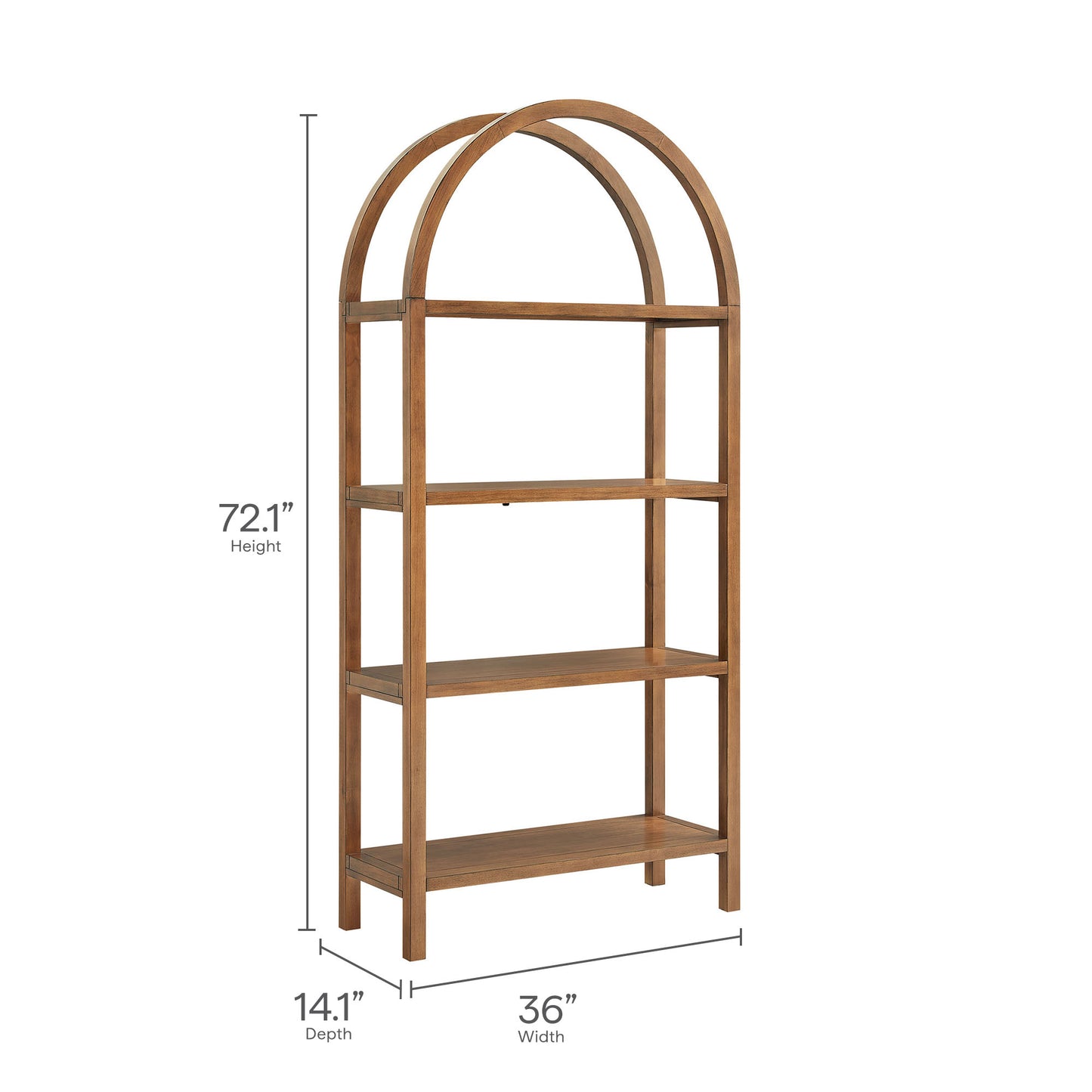Vexley 72 Inch Large Arched Bookshelf by Furniture For America