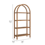 Sercial 72 Inch Large Arched Bookshelf in Walnut