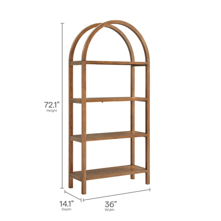 Vexley 72 Inch Large Arched Bookshelf in Walnut