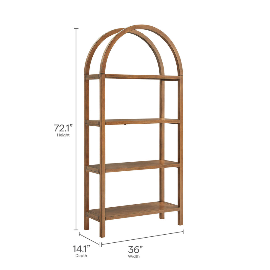 Sercial 72 Inch Large Arched Bookshelf in Walnut