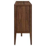 Mastic 72" Glass Door Sideboard Storage Display Cabinet in Walnut