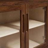 Mastic 72" Glass Door Sideboard Storage Display Cabinet in Walnut